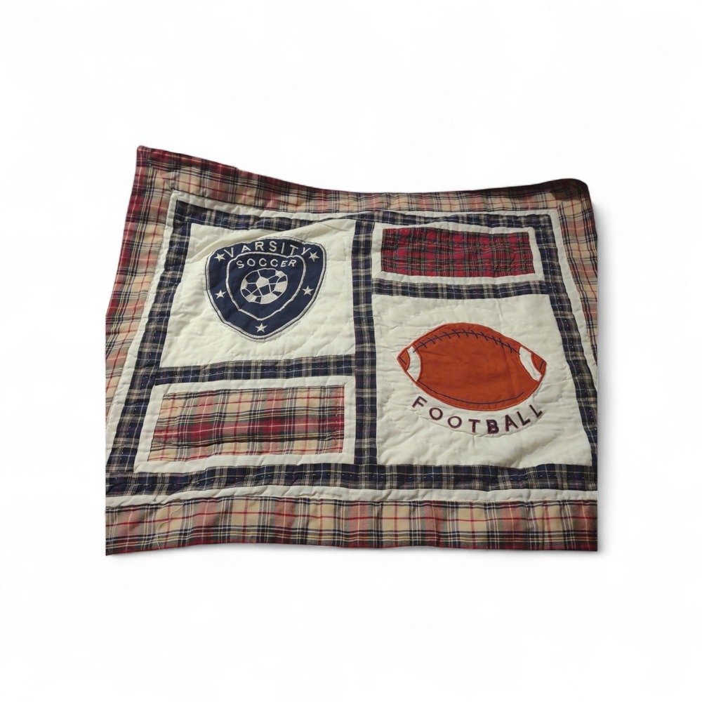 VTG JCPenney Home Collection‎ Varsity Football Plaid Pillow Sham 30x24 Unisex